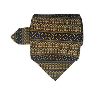 The Metropolitan Museum of Art Gold & Blue Geometric Silk Tie 100% Imported Silk